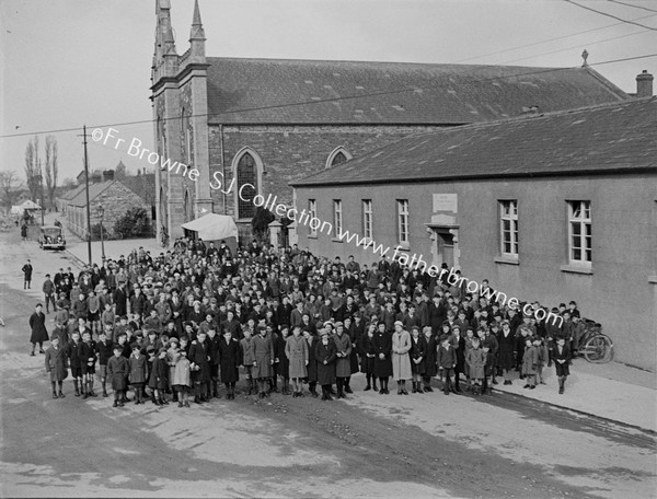 MISSION SCENE CHILDREN OUTSIDE CHURCH